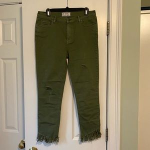 FREE PEOPLE Army Green Colored Denim Jeans